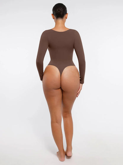 Curve Up Langarm‑Shaping‑Body – Nahtloser String‑Body mit Brust‑Support & Bauchkontrolle