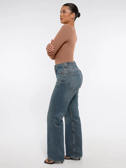 Curve Up Langarm‑Shaping‑Body – Nahtloser String‑Body mit Brust‑Support & Bauchkontrolle