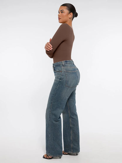Curve Up Langarm‑Shaping‑Body – Nahtloser String‑Body mit Brust‑Support & Bauchkontrolle