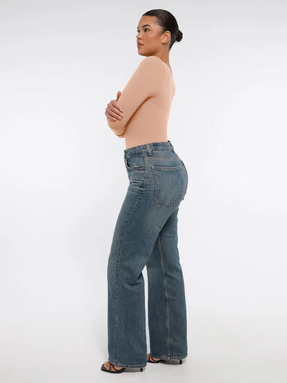 Curve Up Langarm‑Shaping‑Body – Nahtloser String‑Body mit Brust‑Support & Bauchkontrolle