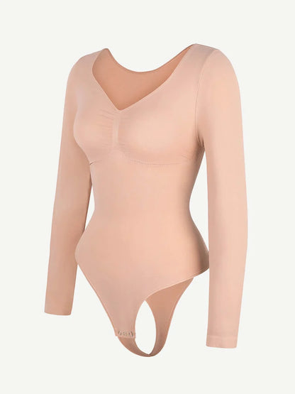 Curve Up Langarm‑Shaping‑Body – Nahtloser String‑Body mit Brust‑Support & Bauchkontrolle