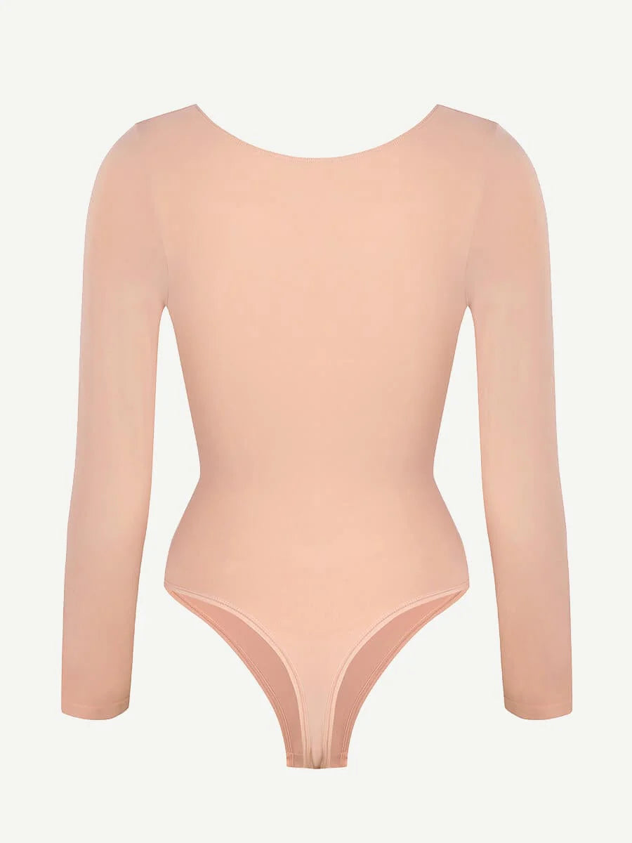 Curve Up Langarm‑Shaping‑Body – Nahtloser String‑Body mit Brust‑Support & Bauchkontrolle