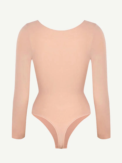 Curve Up Langarm‑Shaping‑Body – Nahtloser String‑Body mit Brust‑Support & Bauchkontrolle