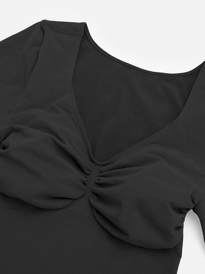 Curve Up Langarm‑Shaping‑Body – Nahtloser String‑Body mit Brust‑Support & Bauchkontrolle