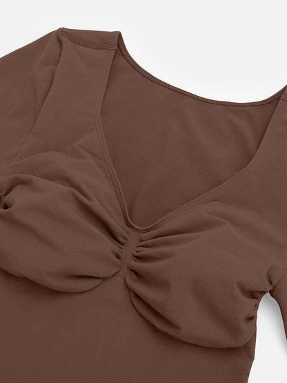 Curve Up Langarm‑Shaping‑Body – Nahtloser String‑Body mit Brust‑Support & Bauchkontrolle