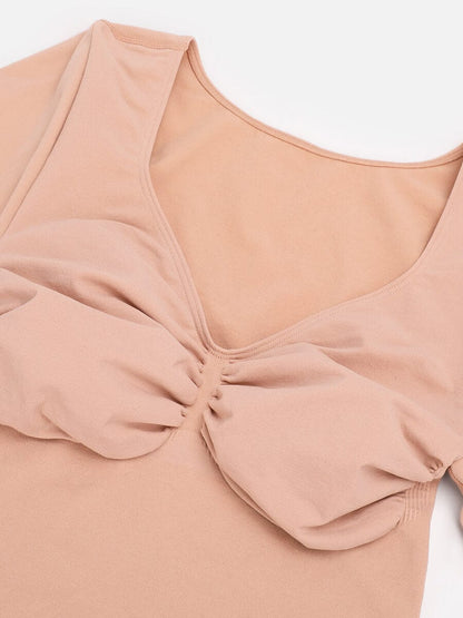 Curve Up Langarm‑Shaping‑Body – Nahtloser String‑Body mit Brust‑Support & Bauchkontrolle