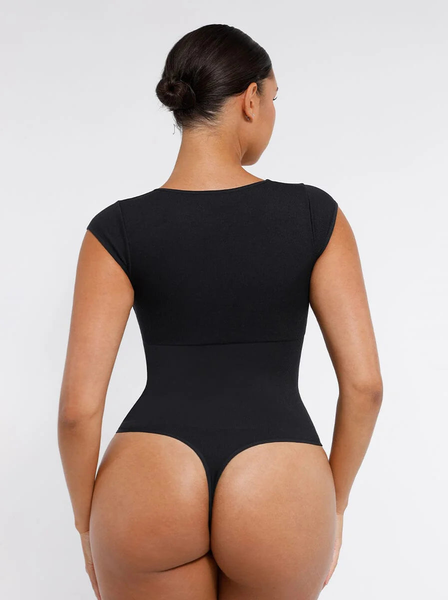 Curve Up - Tief‑V Shaping‑Body – Nahtloser String‑Body für Taille & Bauch