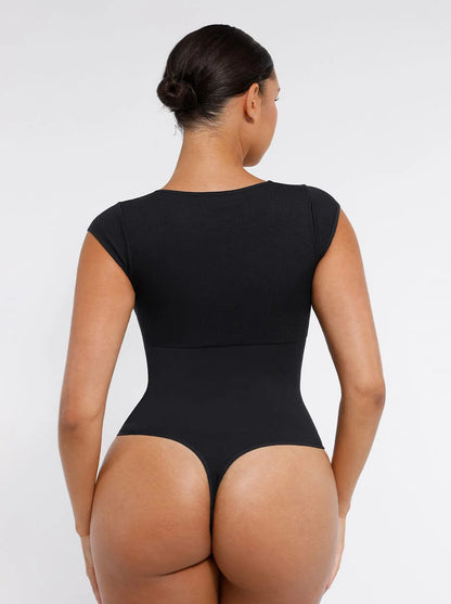 Curve Up - Tief‑V Shaping‑Body – Nahtloser String‑Body für Taille & Bauch
