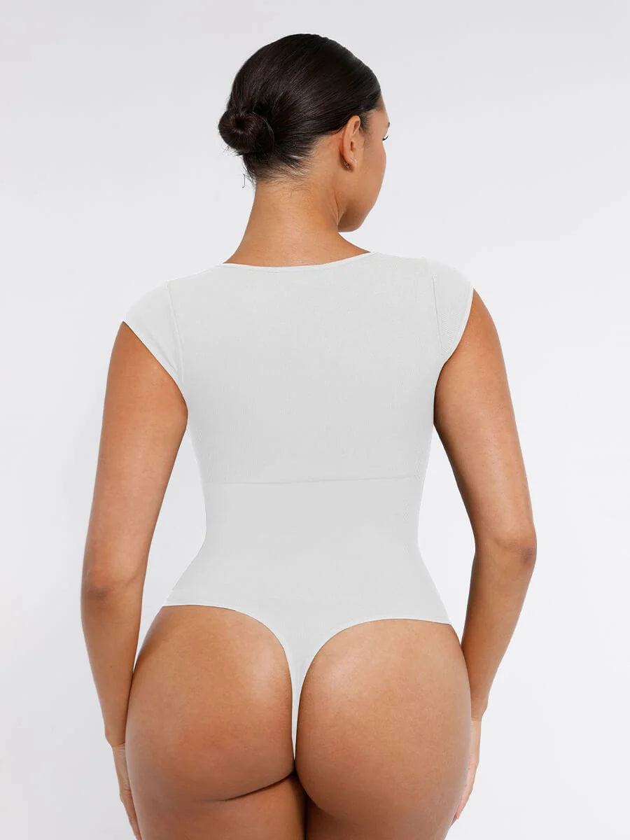 Curve Up - Tief‑V Shaping‑Body – Nahtloser String‑Body für Taille & Bauch
